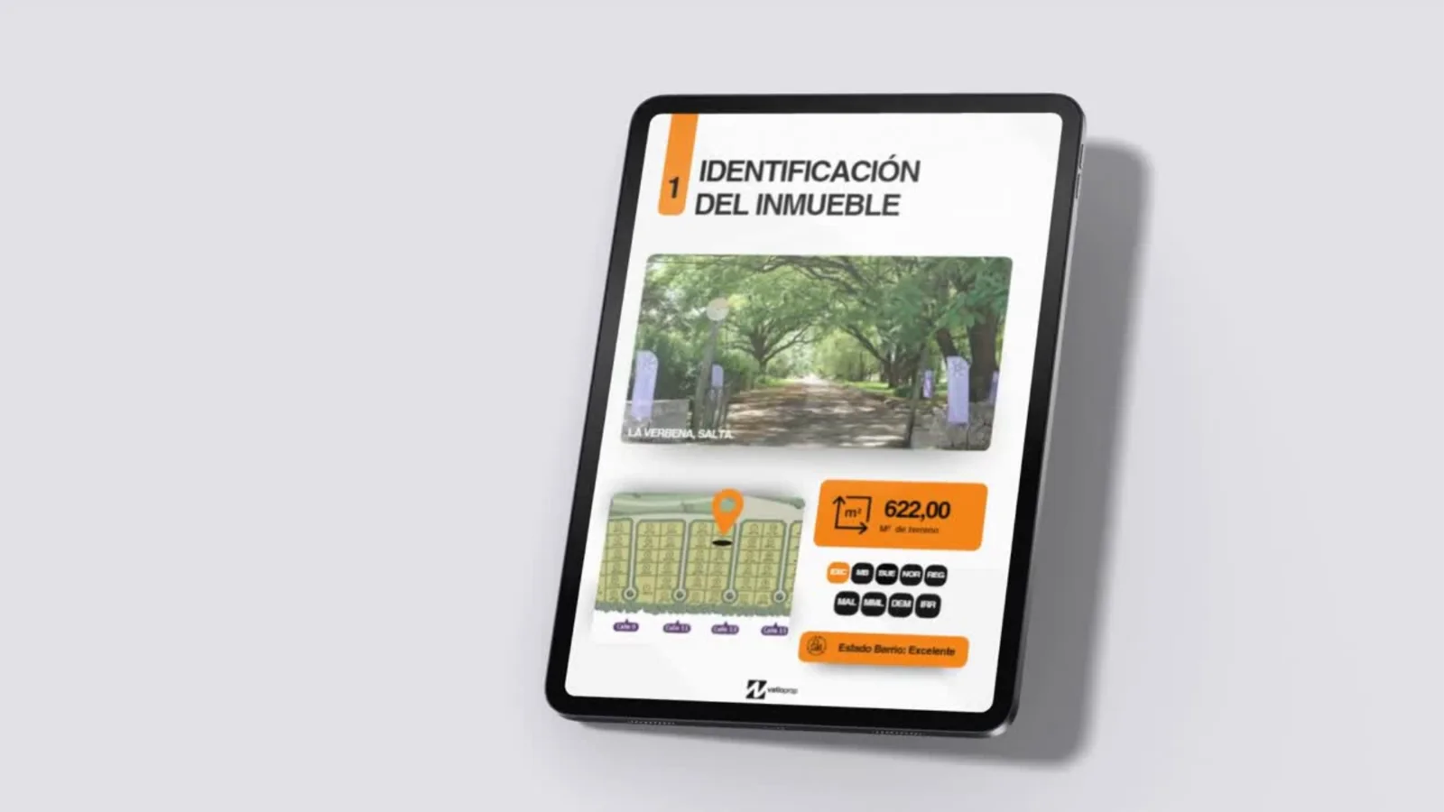 Sección de identificación de un inmueble dentro de un informe de tasación Vatioprop